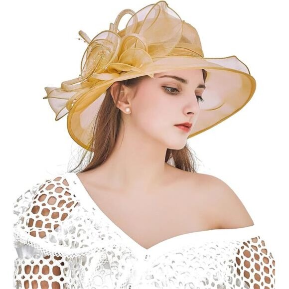 Organza Church Fascinator Wedding Tea Party Derby Hats for Women - Picture 3 of 7